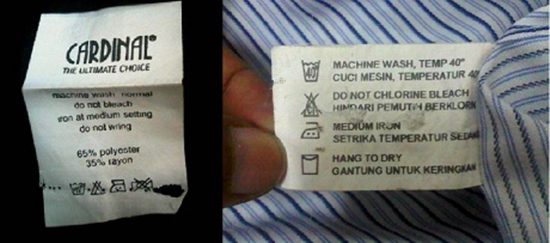 label pada pakaian